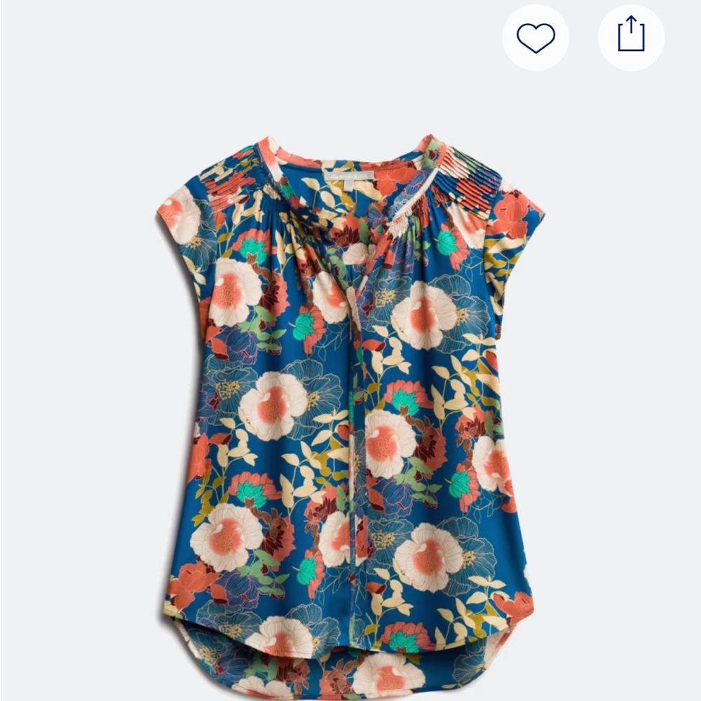 Daniel Rainn Blue Cap Sleeve Blouse